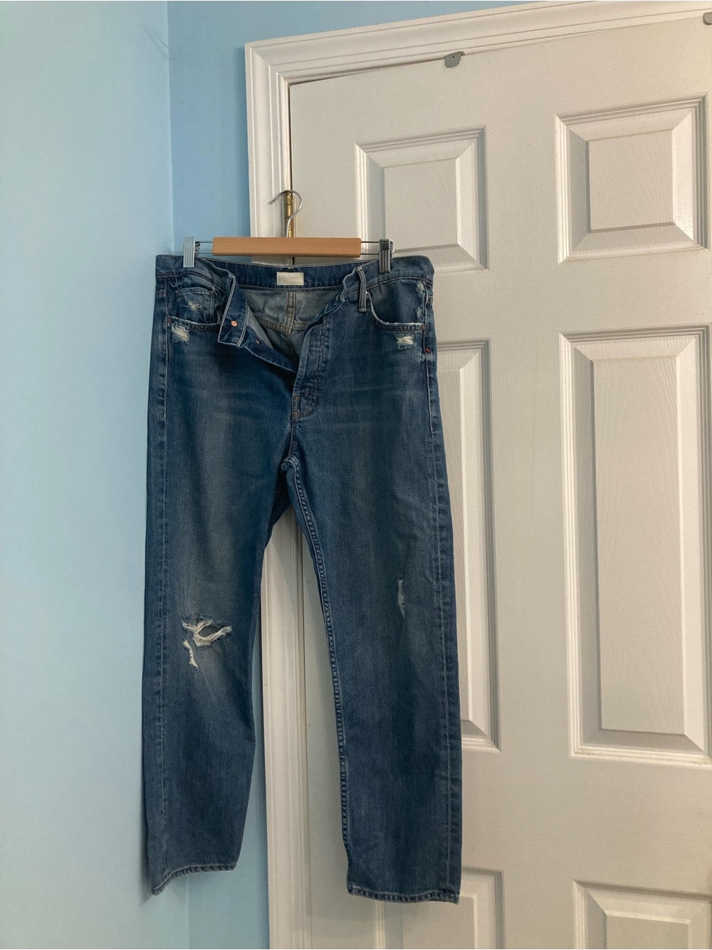 MOTHER Distressed Medium Blue Jeans
